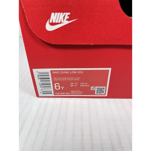 NEW Nike Dunk Low Pink Foam Red White GS CW1590-601 - Picture 8 of 8